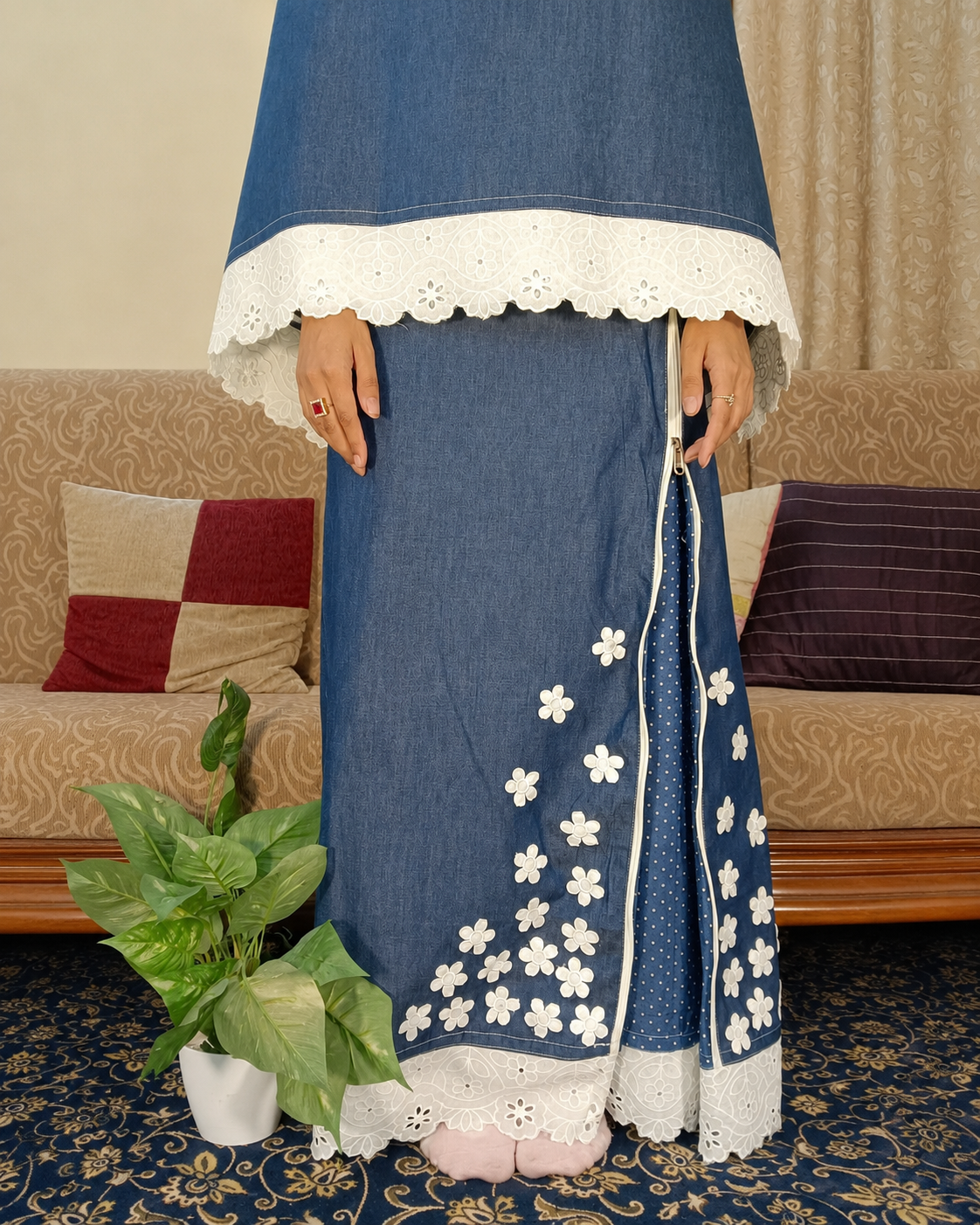 DENIM WITH WHITE FLOWER RIDA (NBR0818)