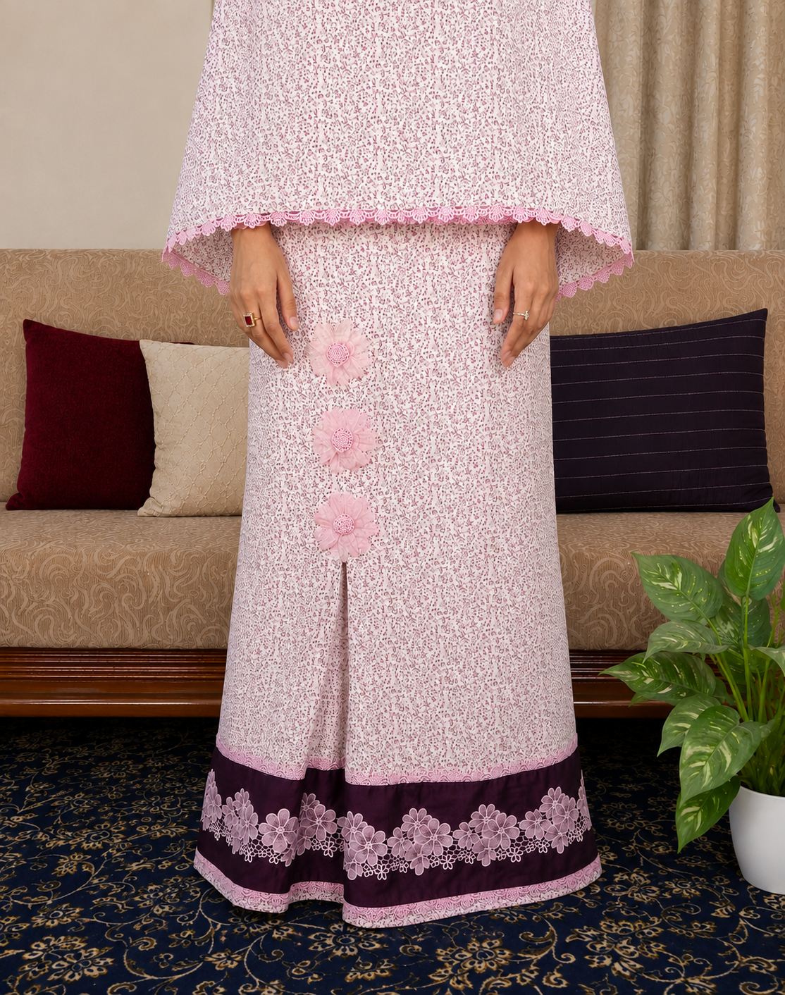 FLORAL MICRO PRINT PINK RIDA(NBR0813)