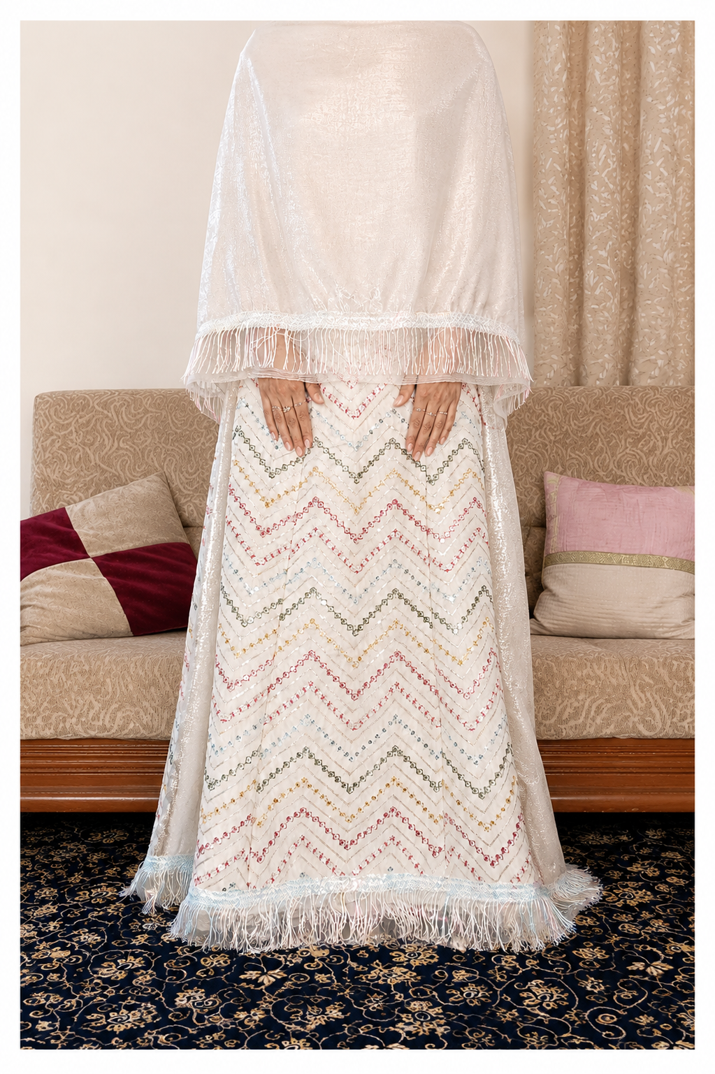 Cream Georgette Rida - Image 1
